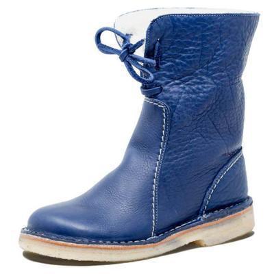 Fleece lace flat snow boots