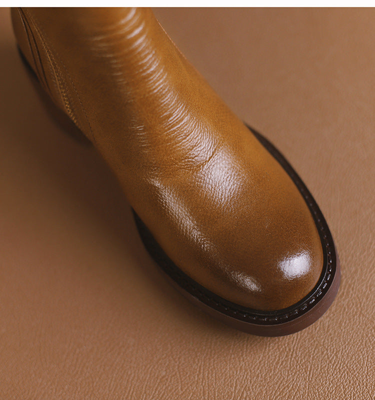 Bottines Marron à Talon Épais