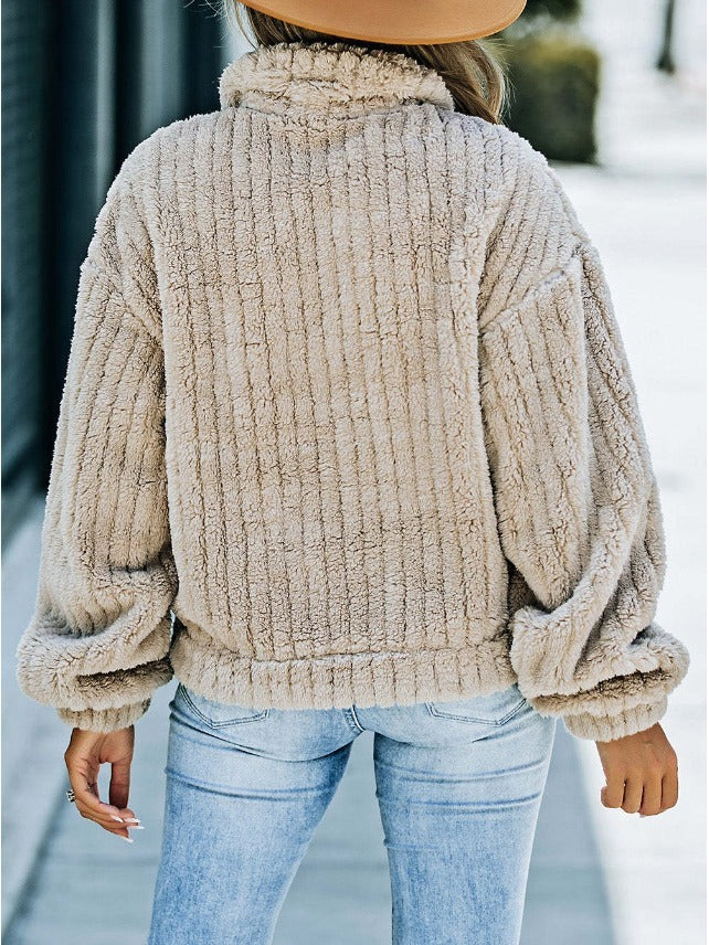 Veste Femme Chic en Peluche Douce