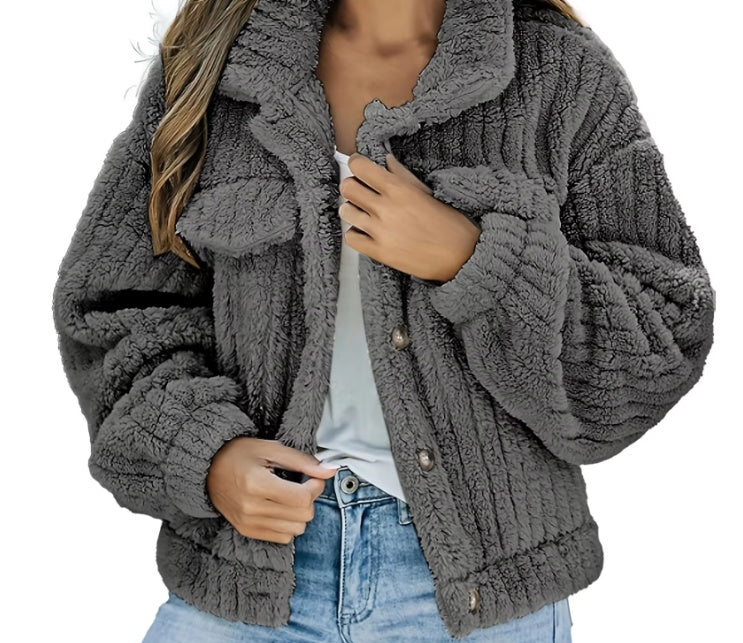 Veste Femme Chic en Peluche Douce
