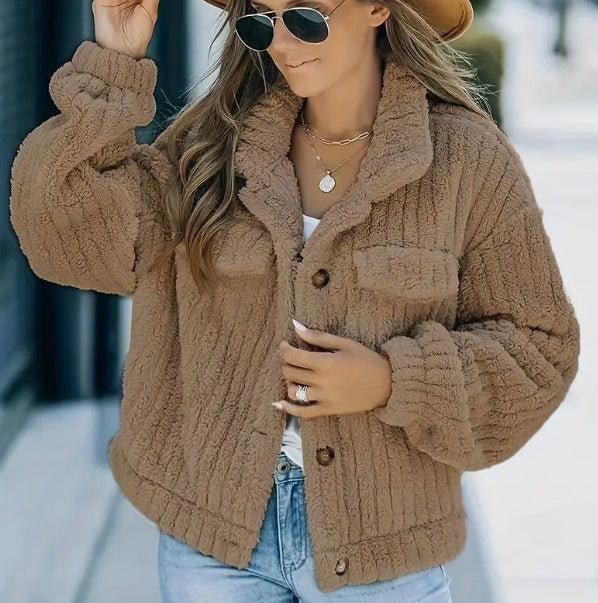 Veste Femme Chic en Peluche Douce
