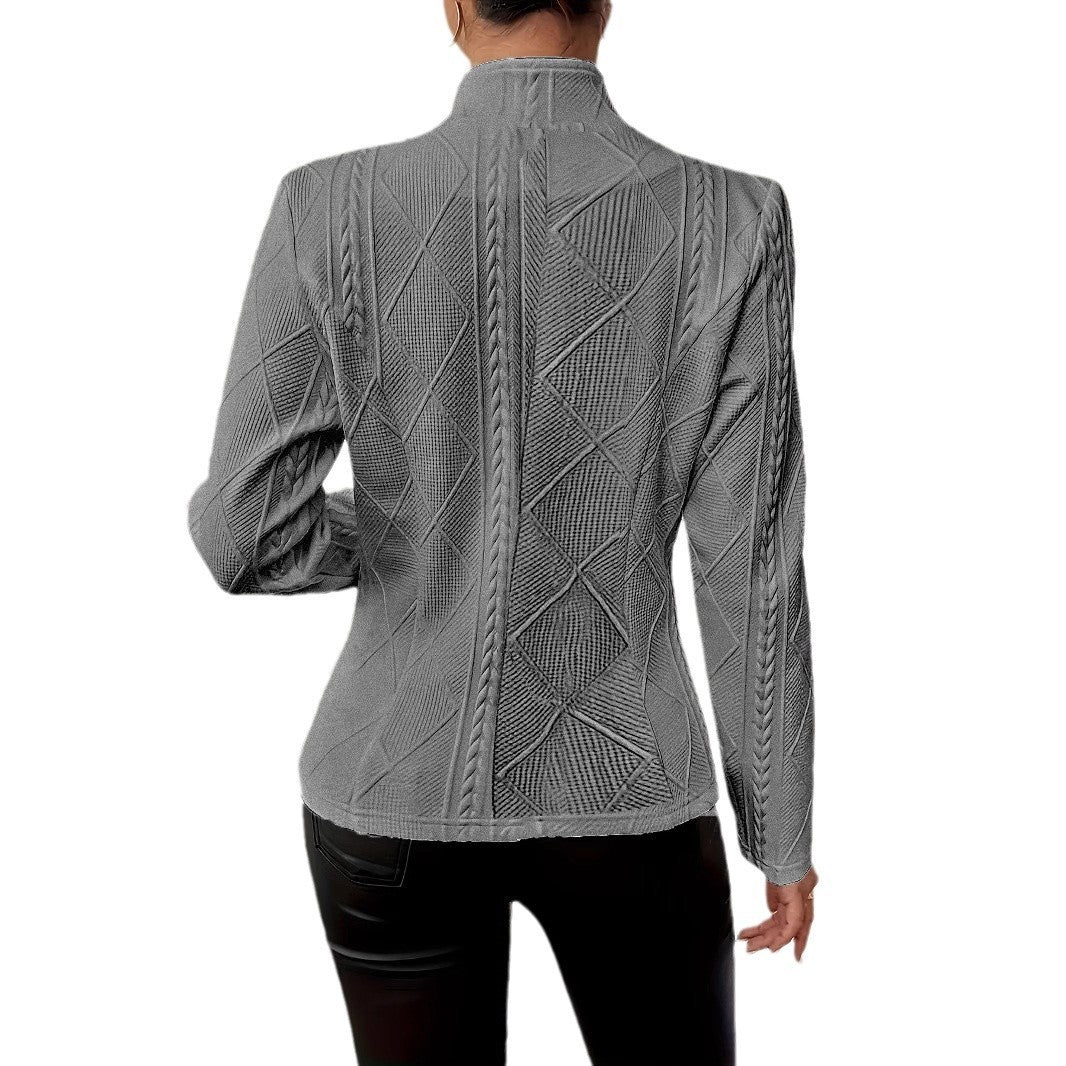 Blazer Femme Slim à Col Montant