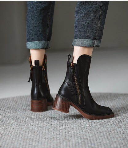 Bottines Marron à Talon Épais
