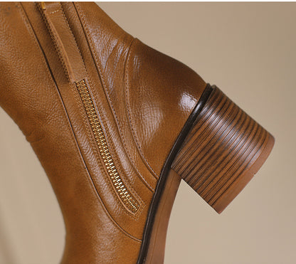 Bottines Marron à Talon Épais