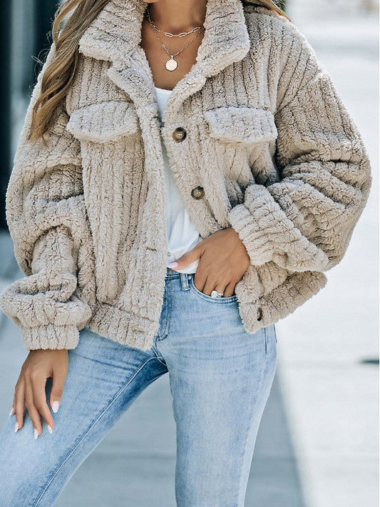 Veste Femme Chic en Peluche Douce