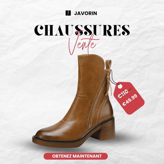 Bottines Marron à Talon Épais